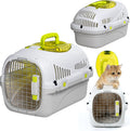 Peluvio Safy cat transport box - travel basket - carrying bag for cats up to 5 kg - lightweight foldable - sturdy PP housing metal door - good ventilation - removable grid water and food bowl - safe and comfortable on the road