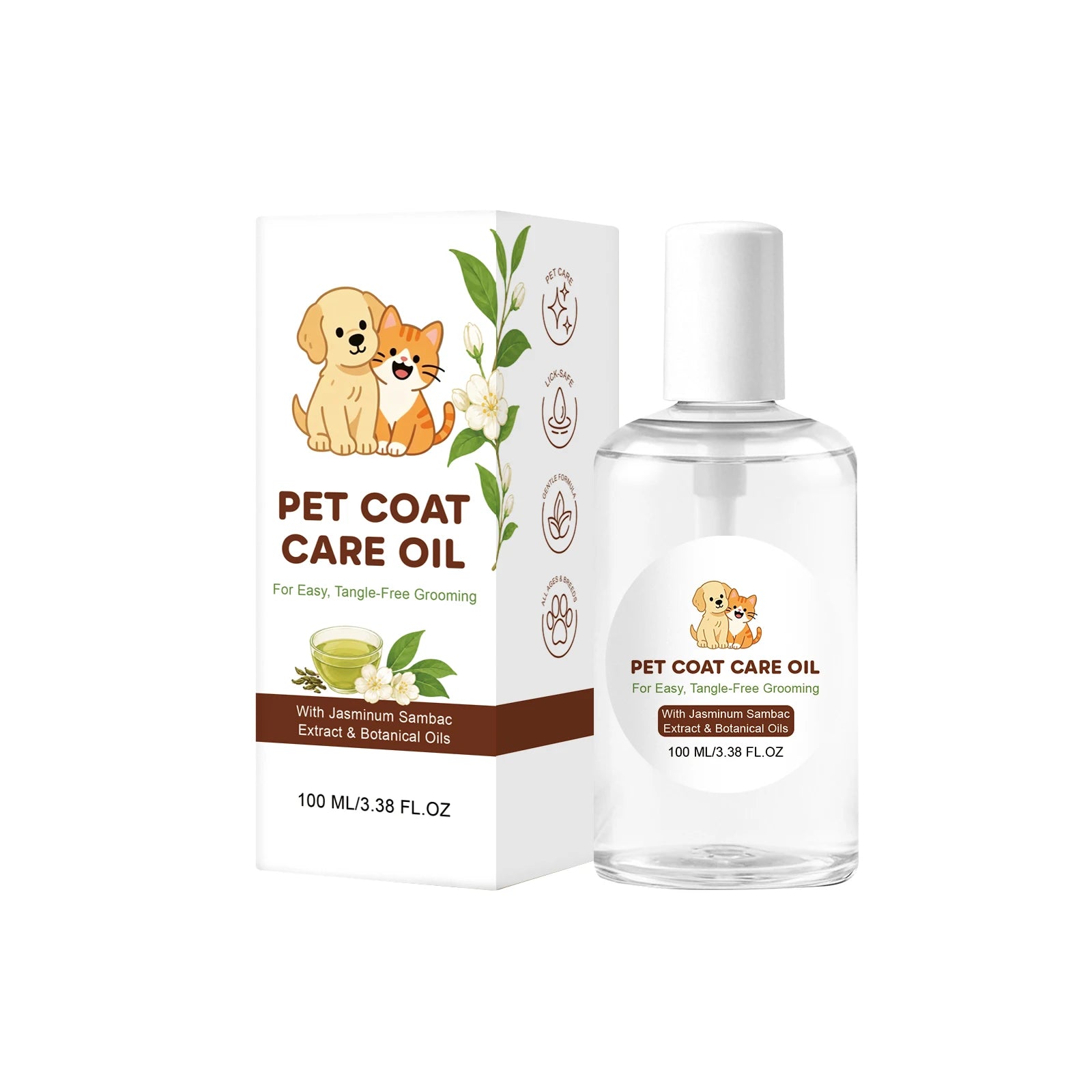 Pet Coat Care Oil Deep Moisturize Dry Damaged Fur Soften Detangler Anti Lick Safe Shiny Fur Treatment Dog Cat Fur Repair Serum