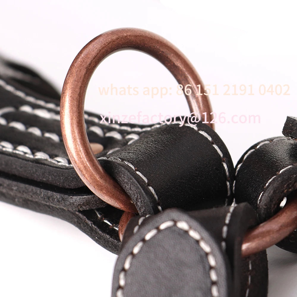 Customizable per cani in vera pelle imbracature per cani di taglia grande durevoli rivettate gilet da addestramento